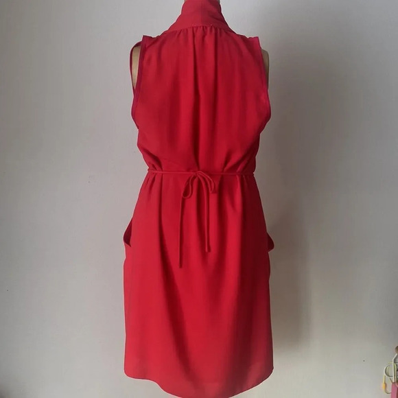 WILFRED red short dress sz S tie at waist lined pockets excellent condition - Picture 4 of 8